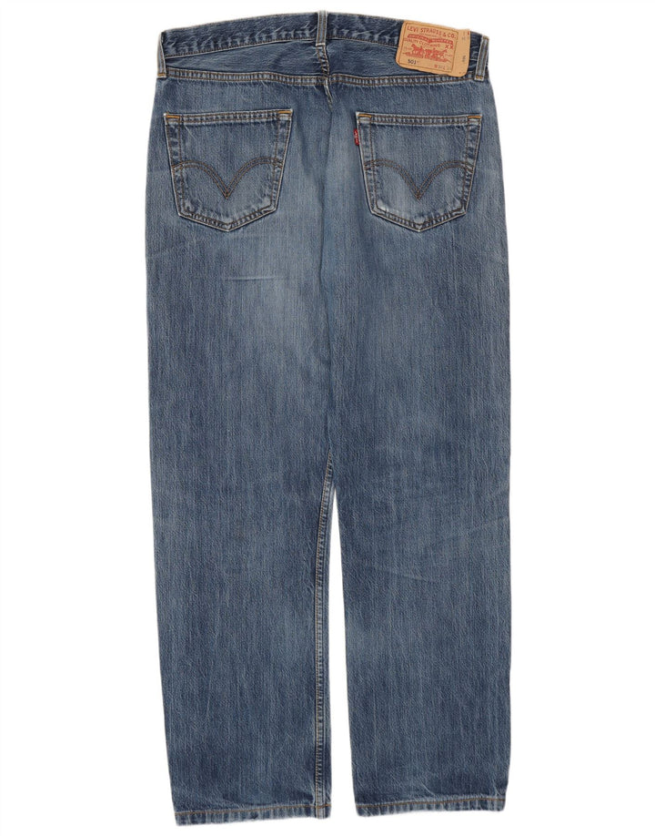 Calça Jeans Levis Masculina 501 Distressed Straight W36 L30 Azul Algodão