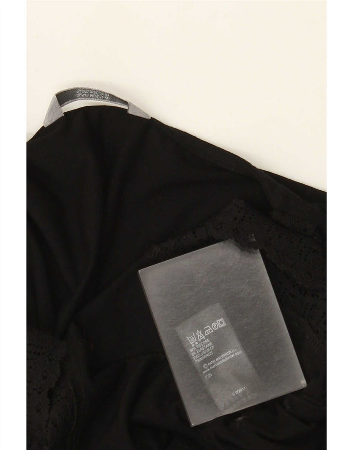 Blusa feminina Marks & Spencer manga 3/4 Reino Unido 14 viscose preta média