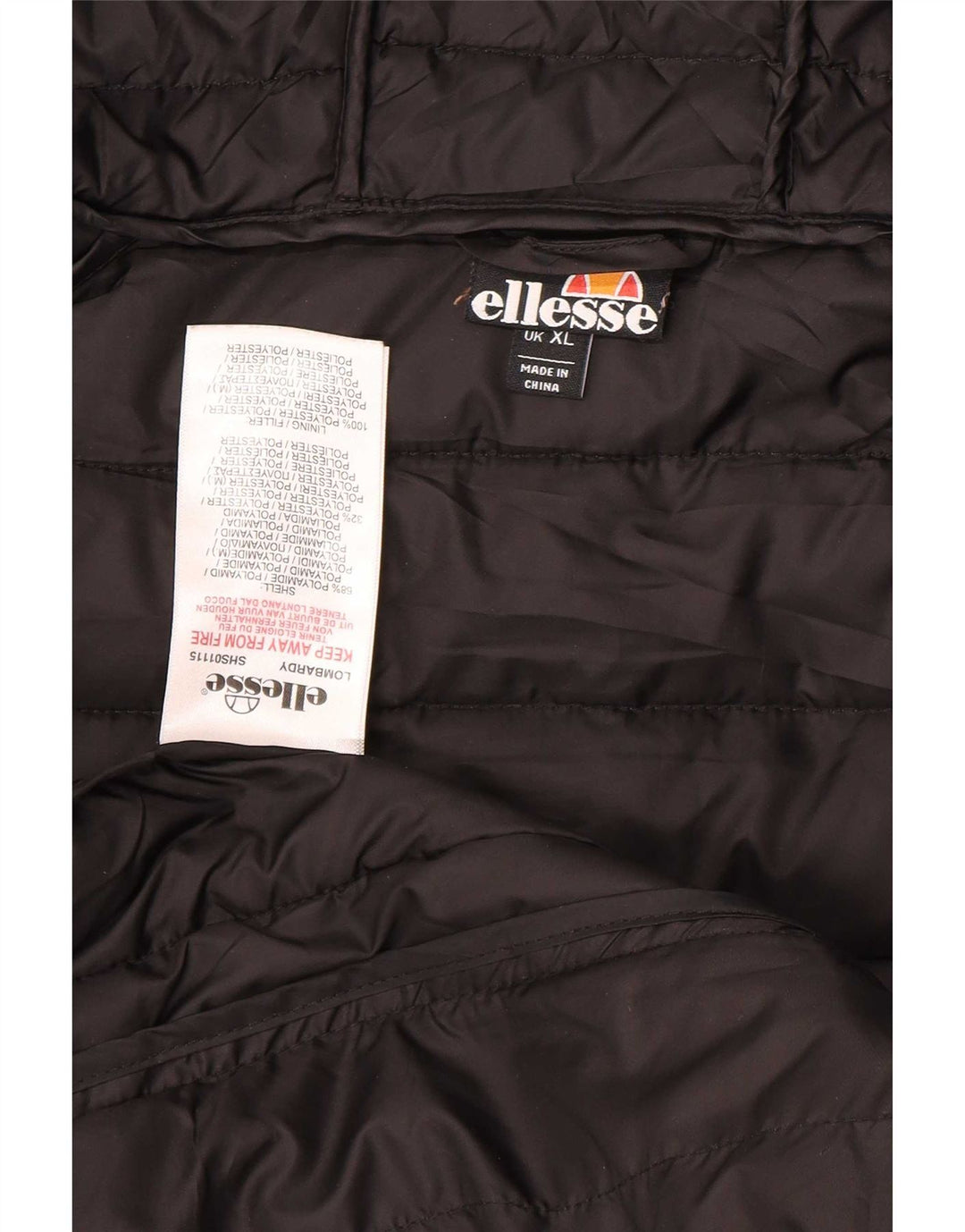Jaqueta masculina acolchoada com capuz Ellesse UK 42 XL cinza poliamida