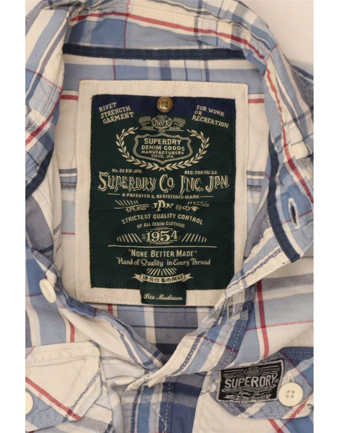 Camisa de flanela masculina Superdry xadrez azul médio