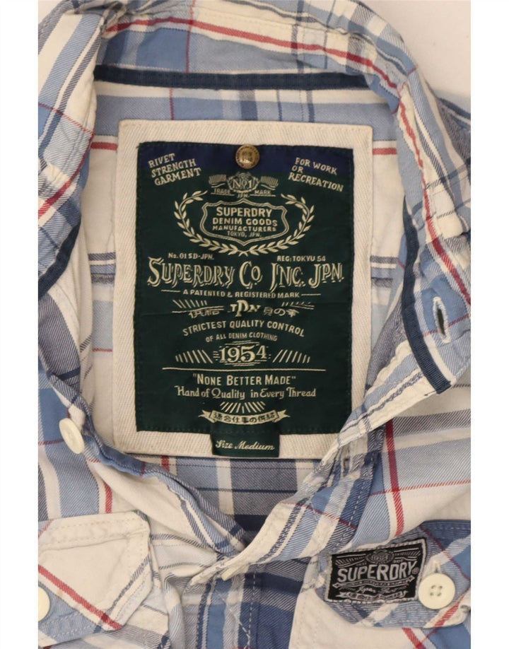 Camisa de flanela masculina Superdry xadrez azul médio