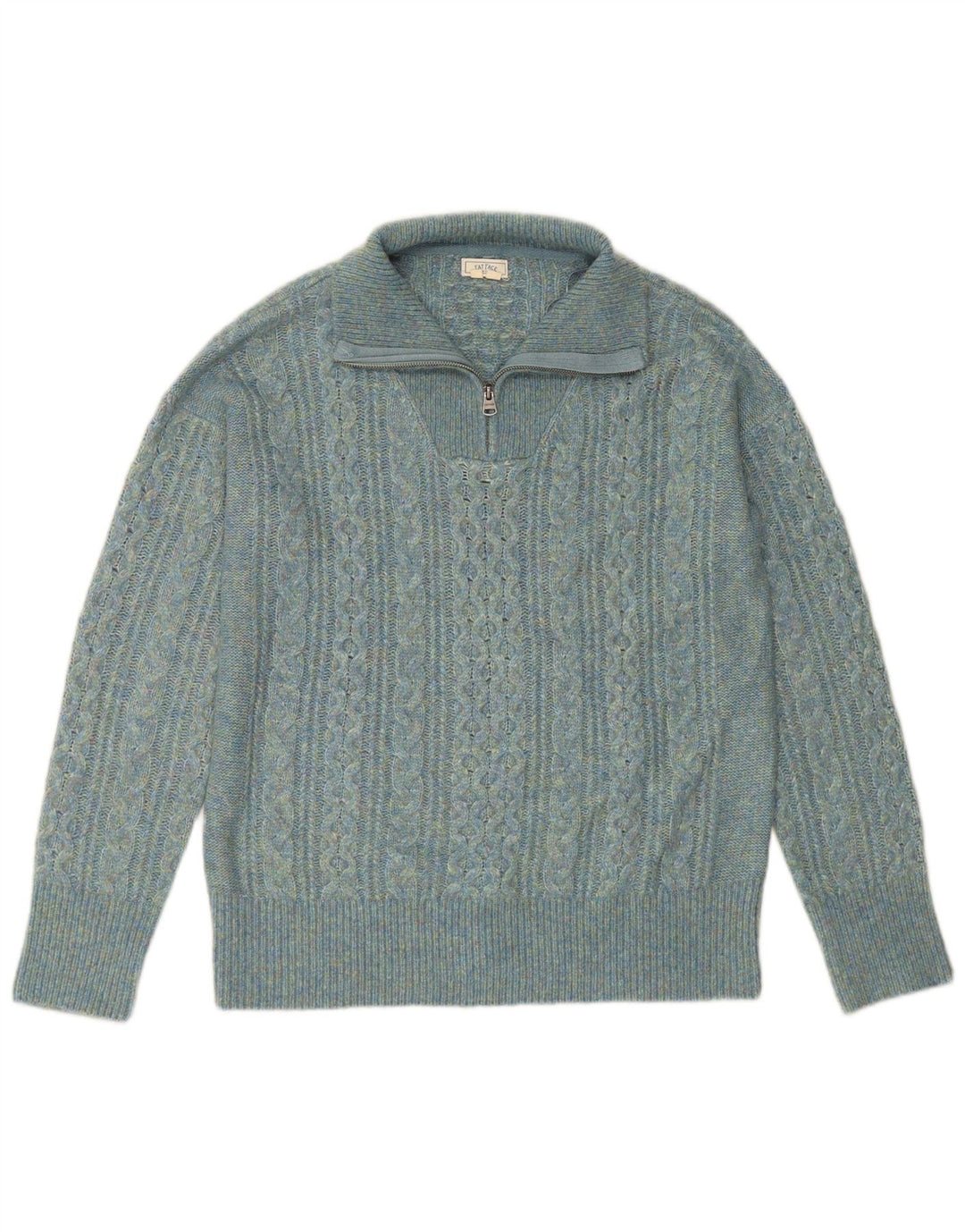 Suéter feminino FAT FACE com gola e zíper Reino Unido 14 grande nylon turquesa