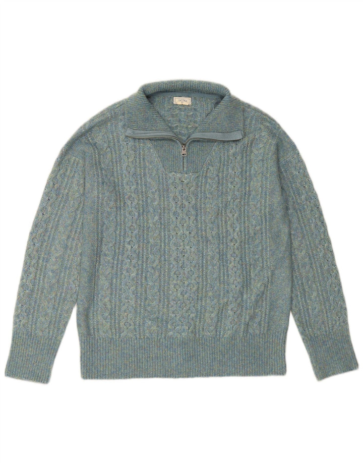 Suéter feminino FAT FACE com gola e zíper Reino Unido 14 grande nylon turquesa