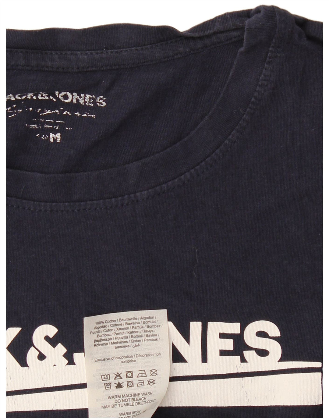 JACK & JONES Camiseta masculina gráfica Top médio algodão azul marinho