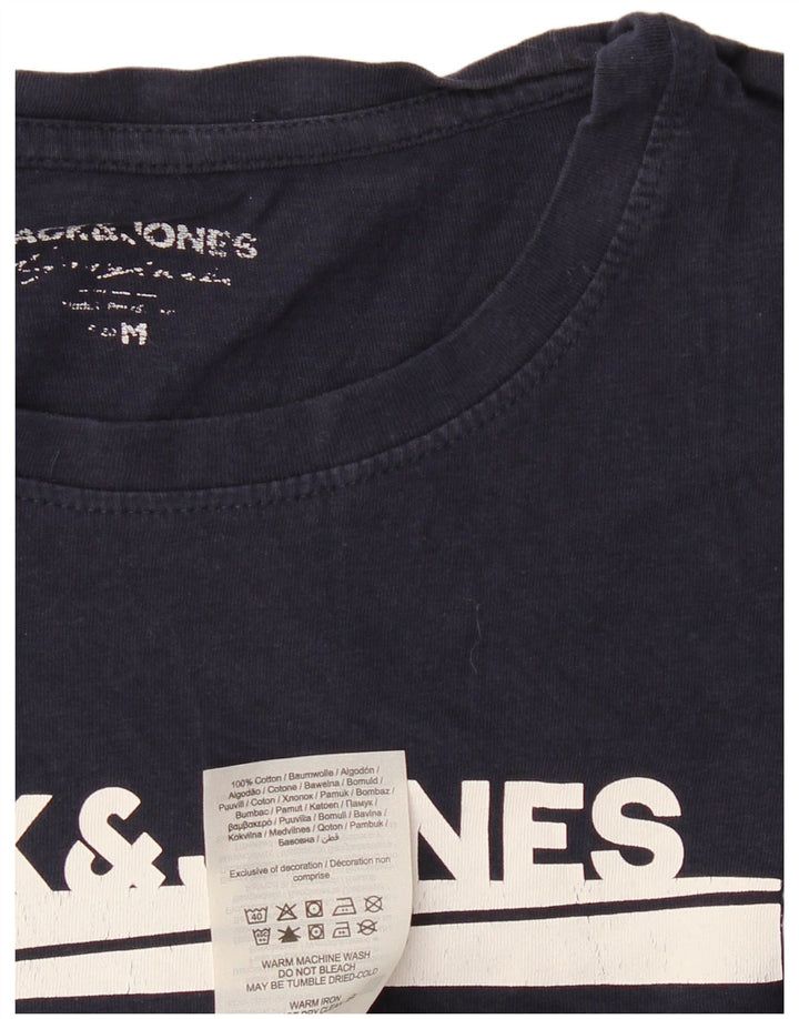 JACK & JONES Camiseta masculina gráfica Top médio algodão azul marinho