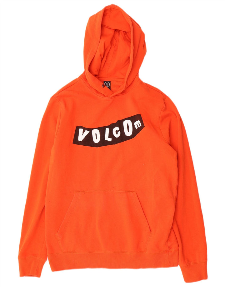VOLCOM masculino gráfico moletom com capuz pequeno algodão laranja