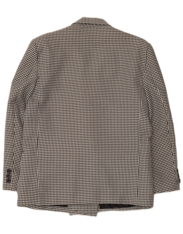 Jaqueta blazer feminina CLASSIC com peito duplo Reino Unido 14 grande preto Houndstooth