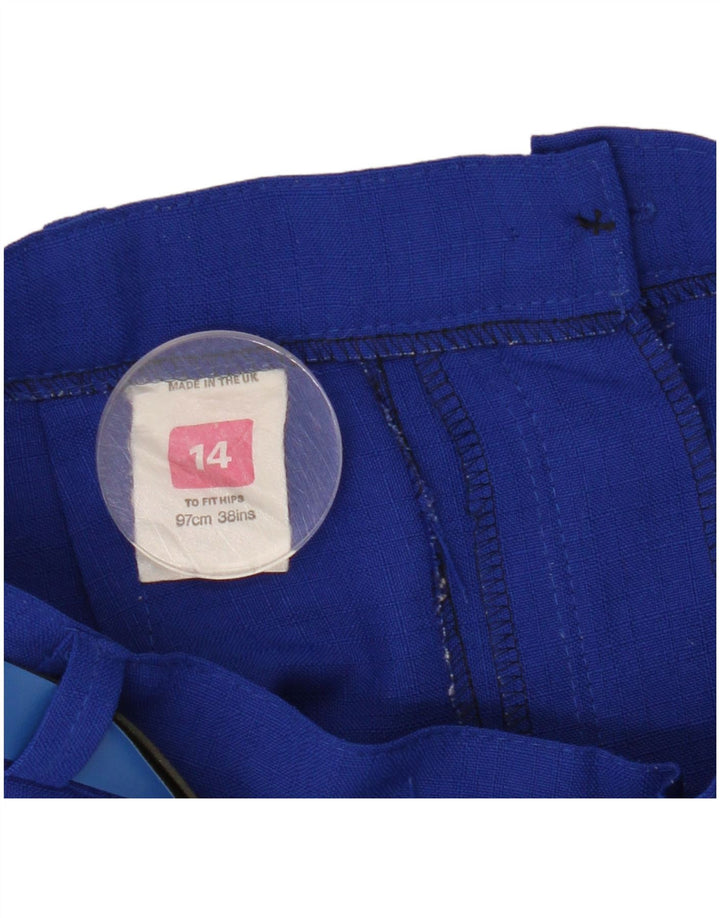 Saia plissada feminina vintage UK 14 médio W28 azul poliéster