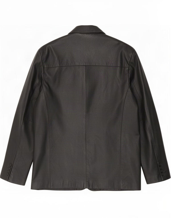 MDK Jaqueta blazer masculina de couro com 3 botões UK 38 Médio Preto