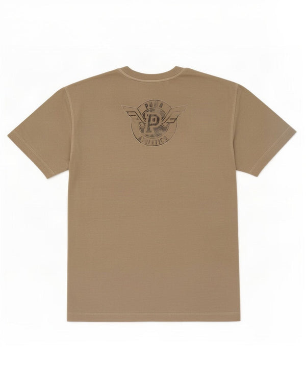 Puma Mens Graphic T-Shirt Top XS Algodão Bege