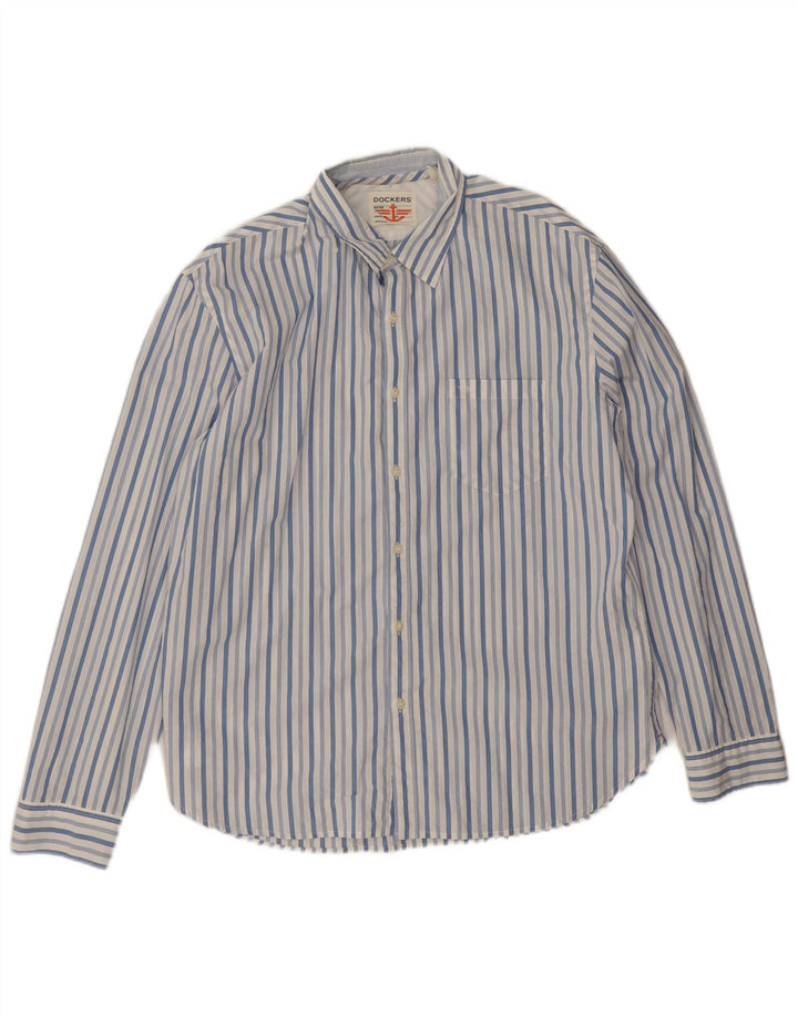 Camisa masculina Dockers XL azul risca de giz algodão