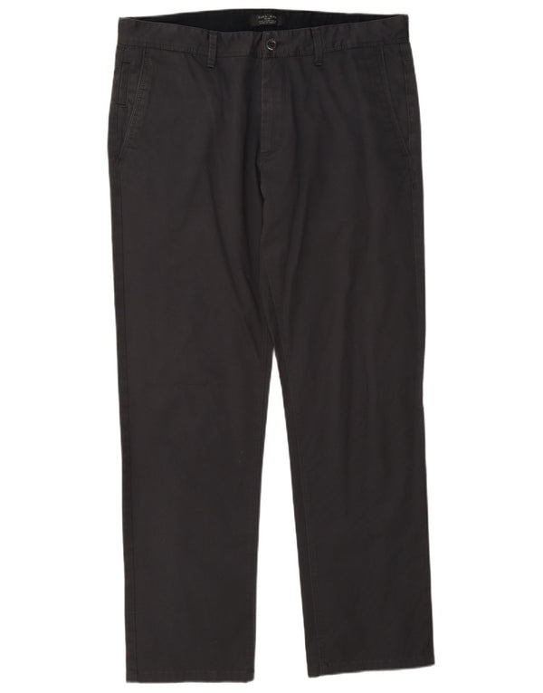 Zara Calça Chino Masculina Reta EU 44 Grande W34 L30 Algodão Cinza