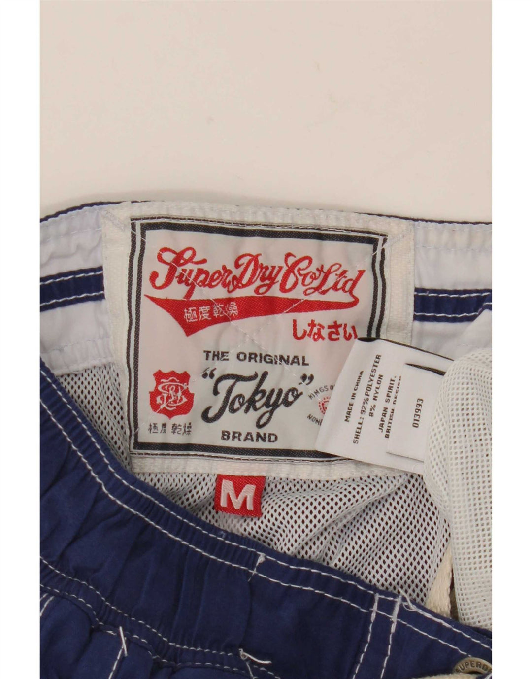 Shorts de natação masculino Superdry Graphic azul marinho médio poliéster