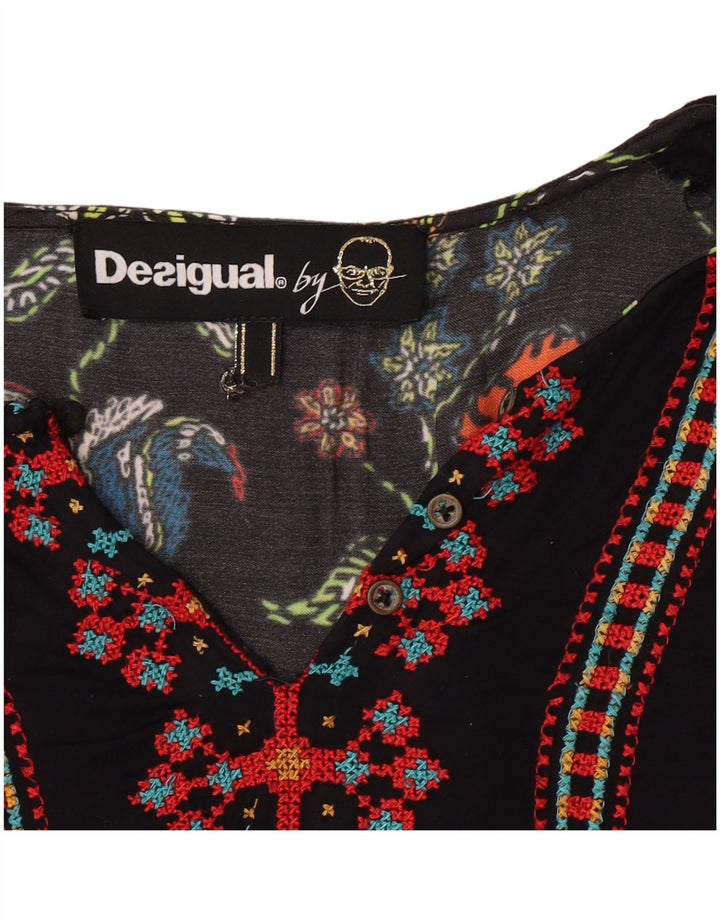 Top túnica feminina Desigual UK 12 médio preto floral