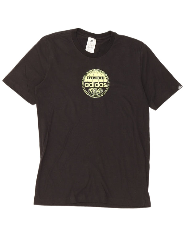 Adidas Mens Graphic T-Shirt Top Pequeno Algodão Preto