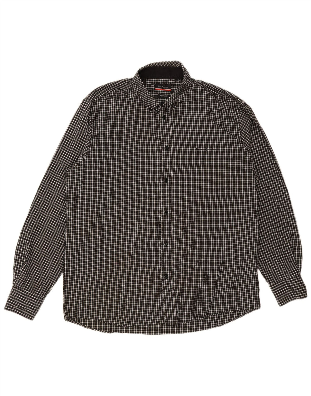 Camisa masculina Pierre Cardin Regular Fit XL poliéster xadrez preto