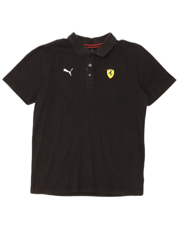Camisa polo masculina Puma Ferrari Graphic pequena de algodão preto