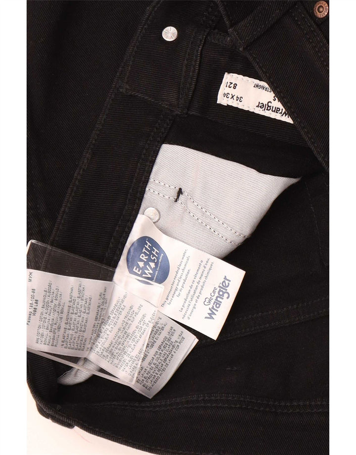 Wrangler Mens Straight Jeans W34 L34 Algodão Preto