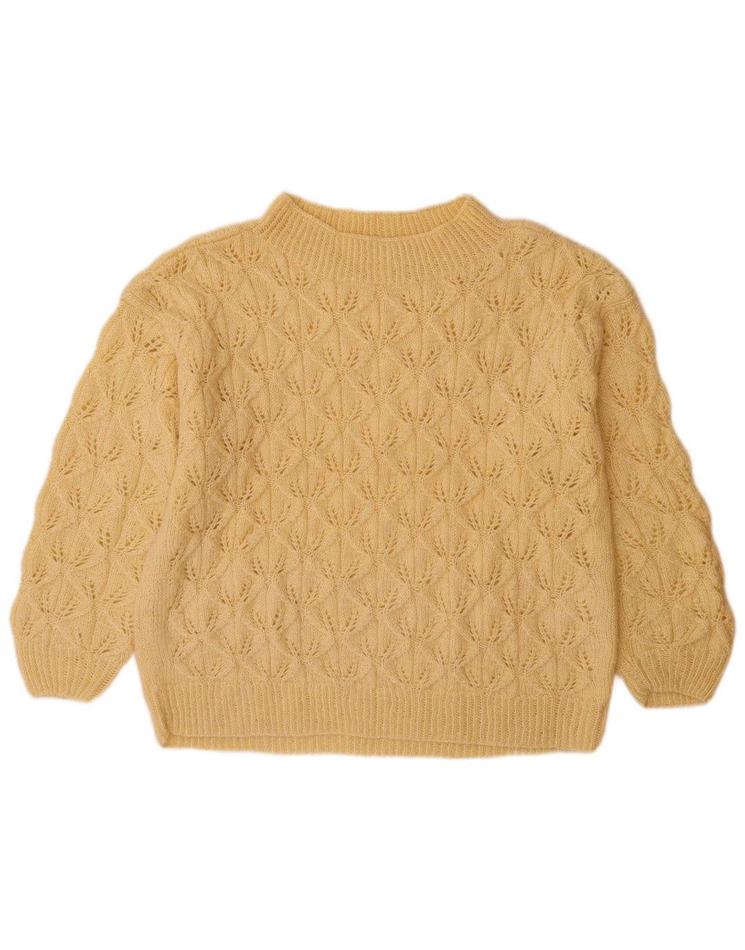 Suéter feminino VINTAGE com gola tartaruga Reino Unido 14 grande bege