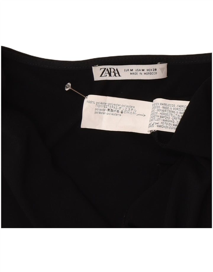 Blusa feminina sem mangas Zara Top UK 12 poliéster preto médio