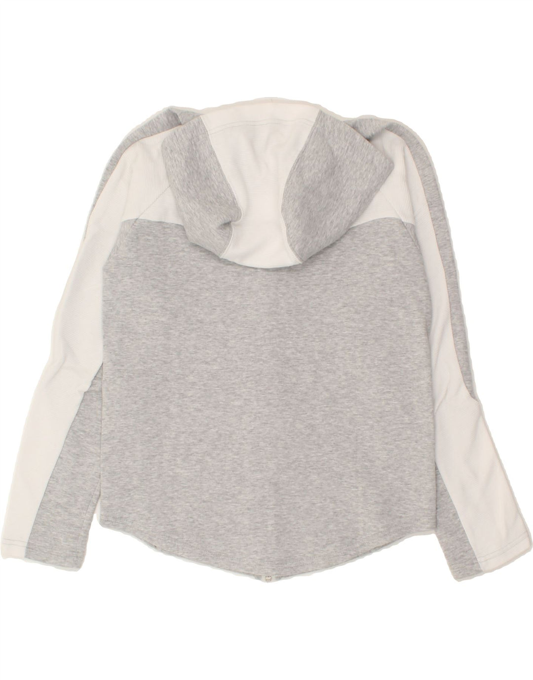 PUMA Womens Zip Hoodie Sweater UK 6 XS Grey Colourblock Cotton Vintage Puma and Second-Hand Puma from Messina Hembry 