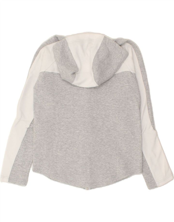 PUMA Womens Zip Hoodie Sweater UK 6 XS Grey Colourblock Cotton Vintage Puma and Second-Hand Puma from Messina Hembry 