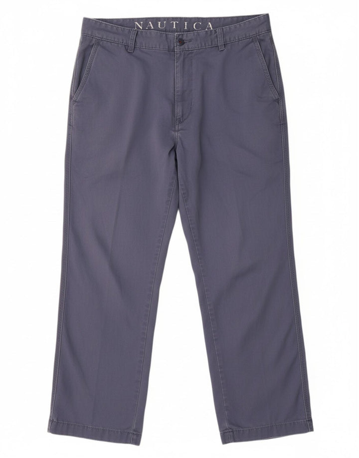 Calça chino reta masculina NAUTICA W36 L30 azul algodão clássico