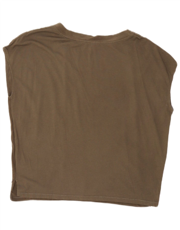 Blusa feminina grande JIGSAW Reino Unido 14 modal cáqui médio
