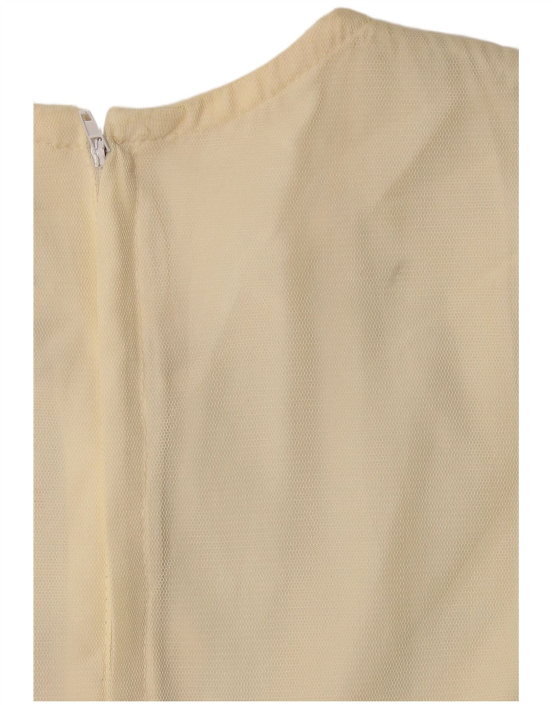 Vestido feminino VINTAGE manga comprida linha A US 6 médio bege floral