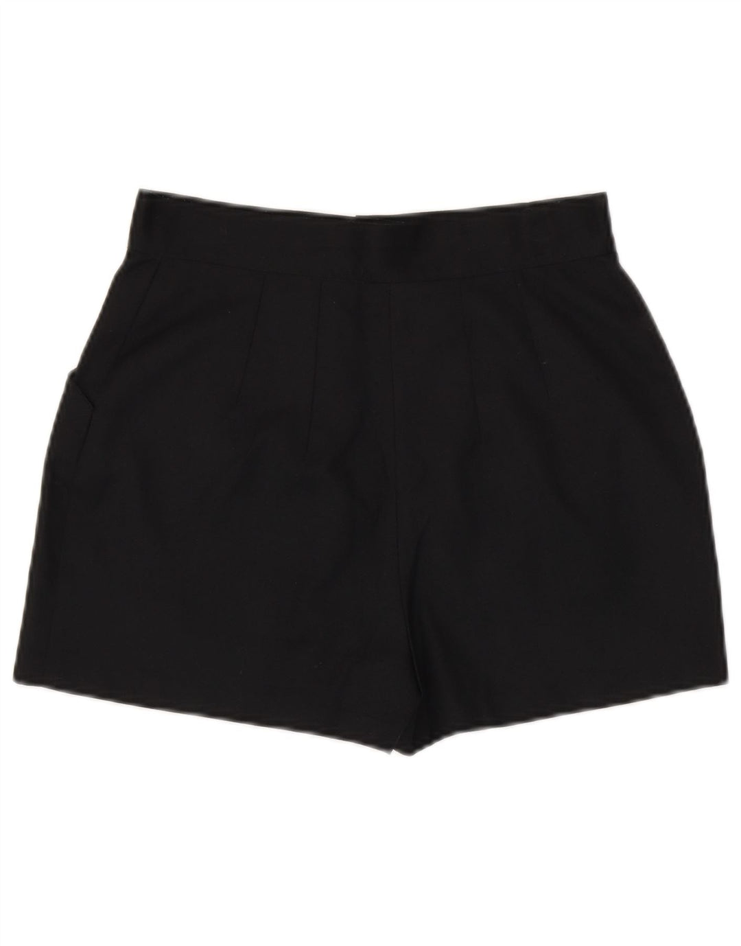 Shorts casuais femininos vintage médio W28 poliéster preto