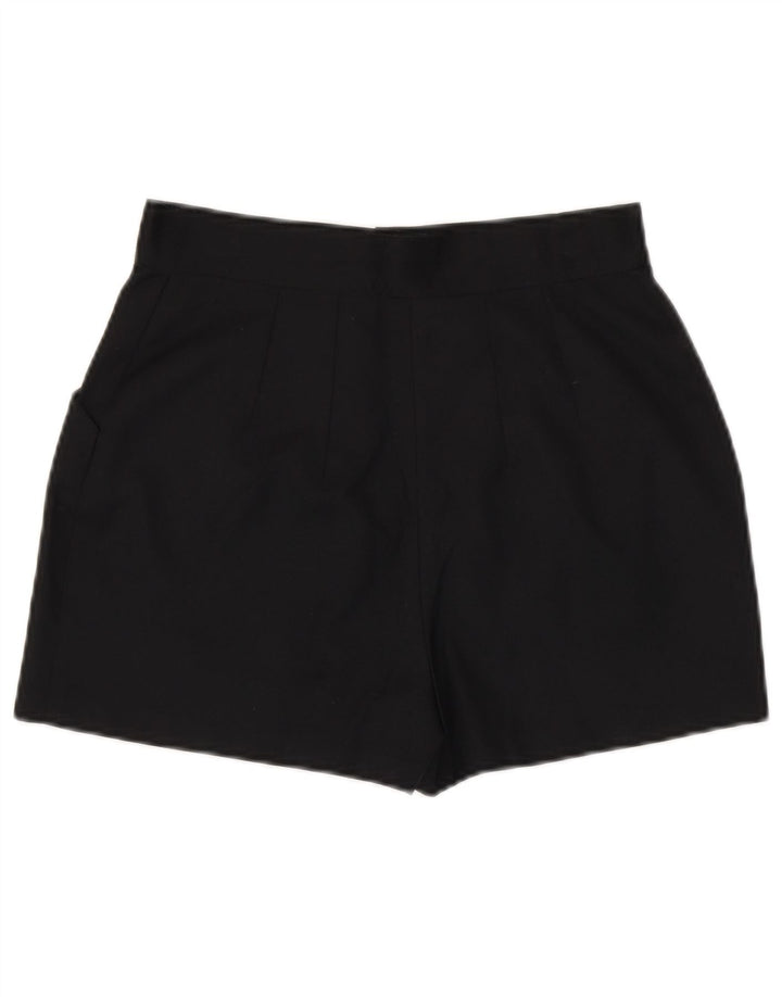 Shorts casuais femininos vintage médio W28 poliéster preto