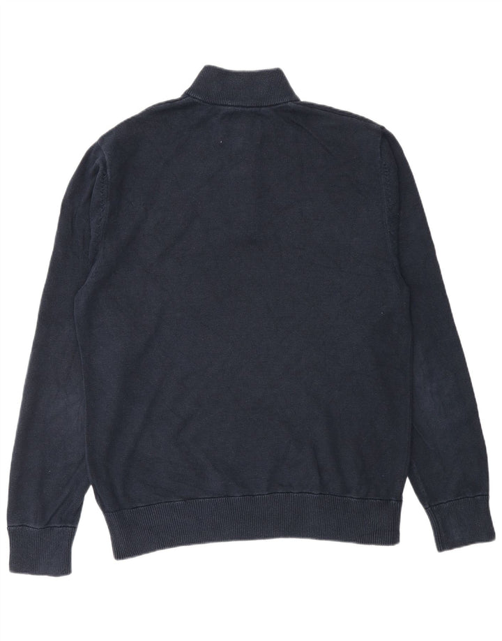 Suéter masculino Jack Wills com zíper e gola grande de algodão azul marinho