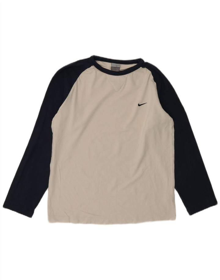 Top masculino Nike manga longa UK 39/41 médio branco colorblock algodão