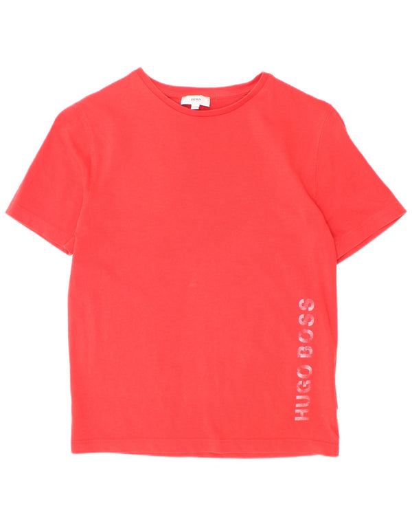 Camiseta gráfica Hugo Boss Boys Top 9-10 anos algodão vermelho