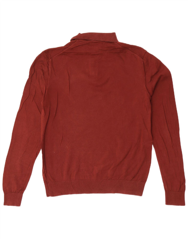 Suéter masculino Marks & Spencer com gola polo e algodão marrom médio