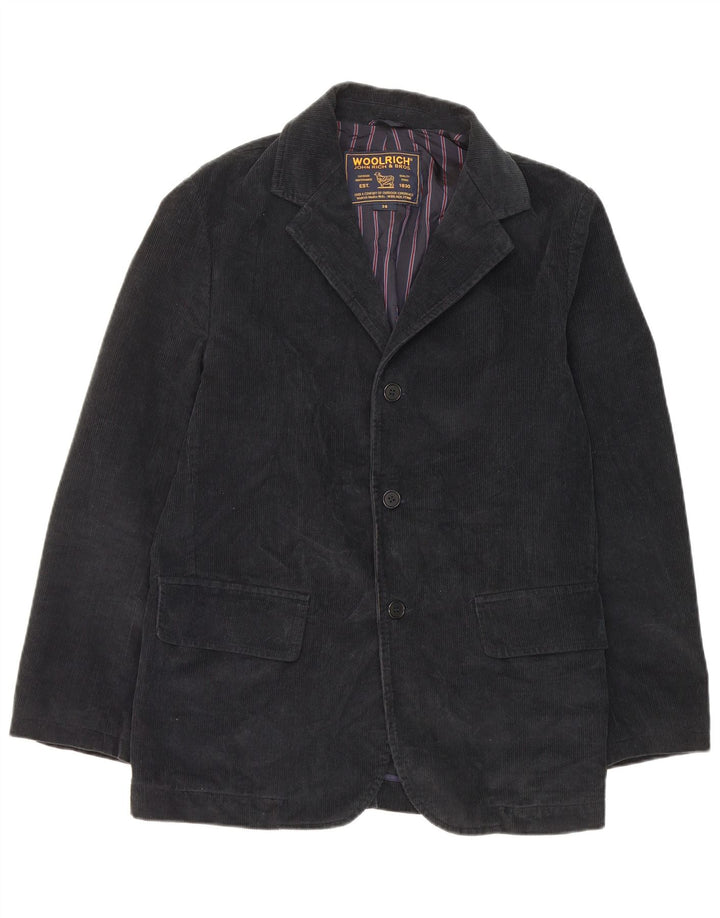 Jaqueta blazer masculina de veludo cotelê Woolrich com 3 botões Reino Unido 36 algodão azul marinho pequeno
