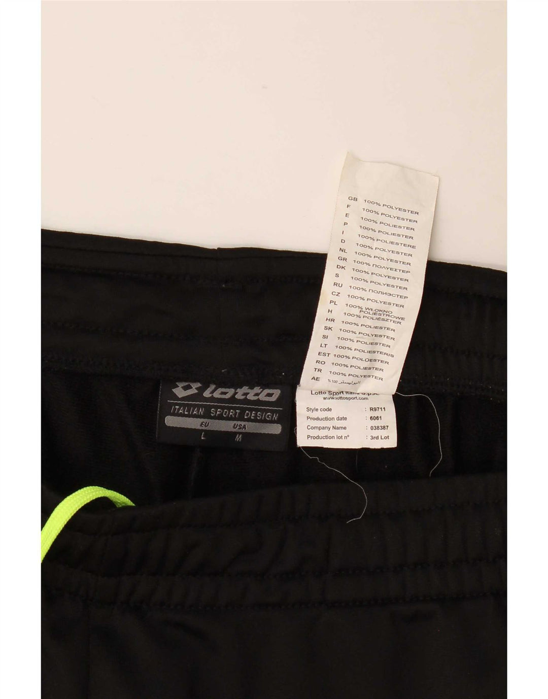 Lotto Mens Calças de treino Joggers poliéster preto médio