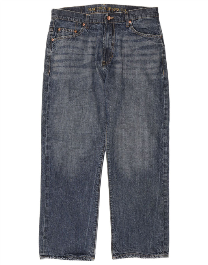 Calça jeans reta masculina Nautica W34 L30 azul algodão