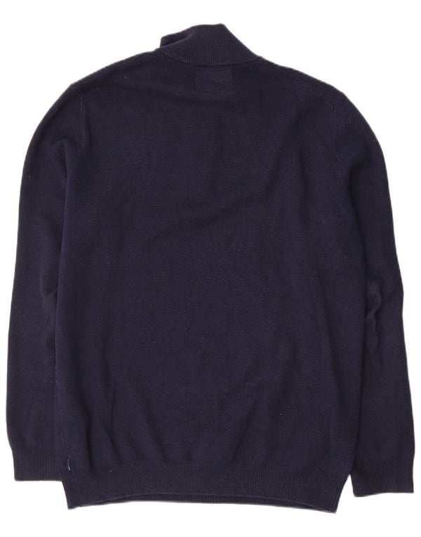 Suéter masculino superdry com gola com zíper grande algodão azul marinho