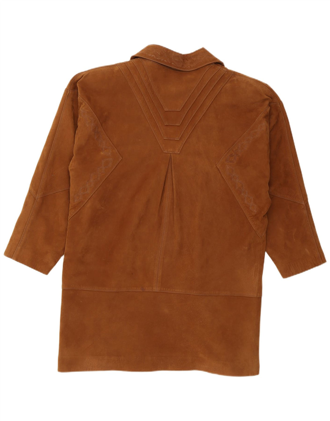 Sobretudo feminino de camurça HEITORN EU 46 XL couro marrom
