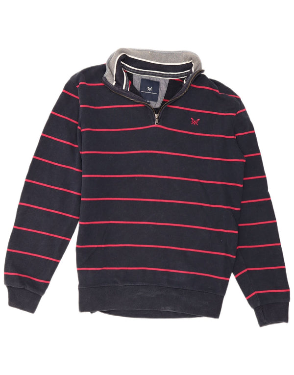 Crew Clothing Mens Zip Neck Moletom Jumper XS Azul Marinho Listrado