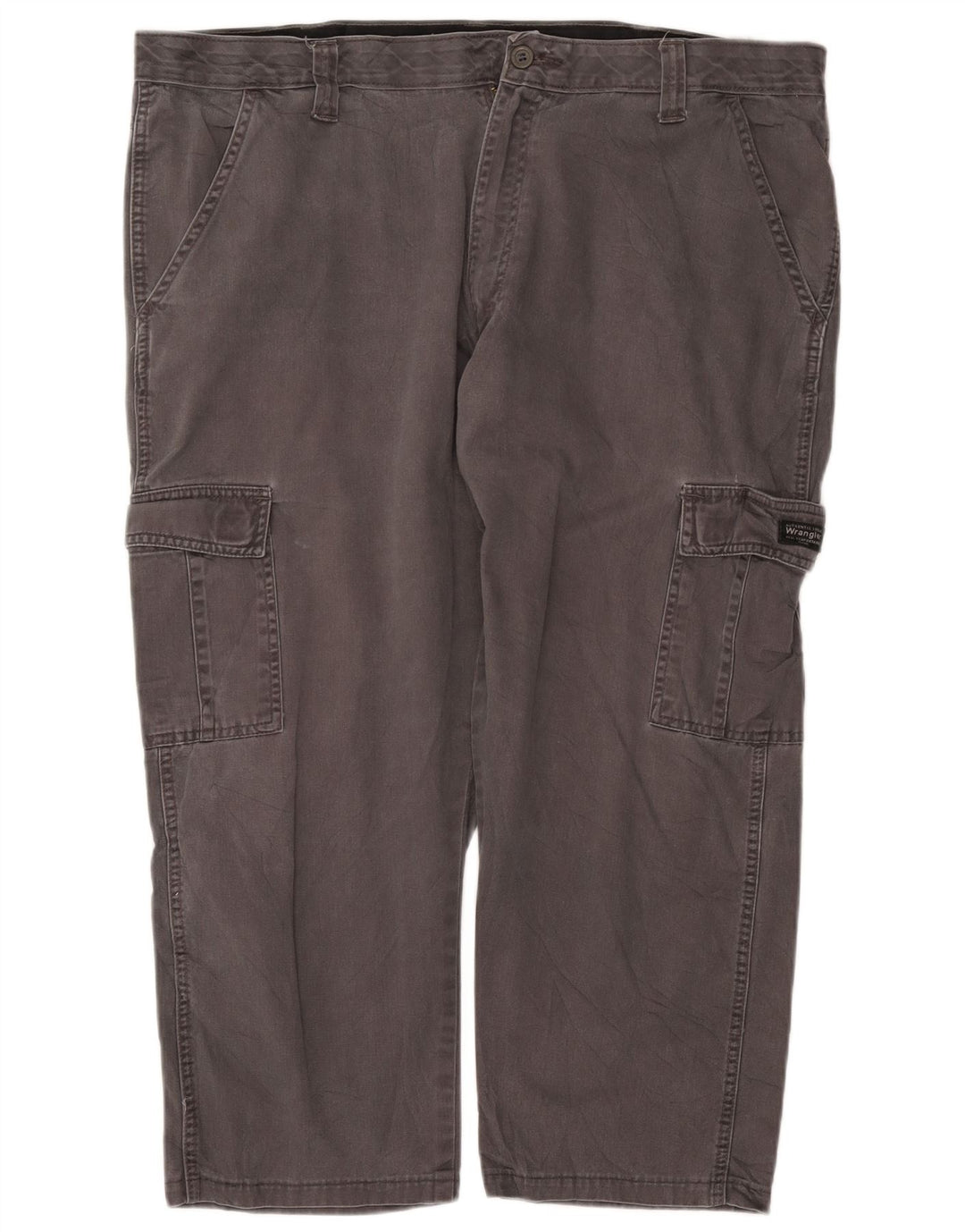 WRANGLER Calça masculina reta cargo cortada W40 L25 algodão cinza