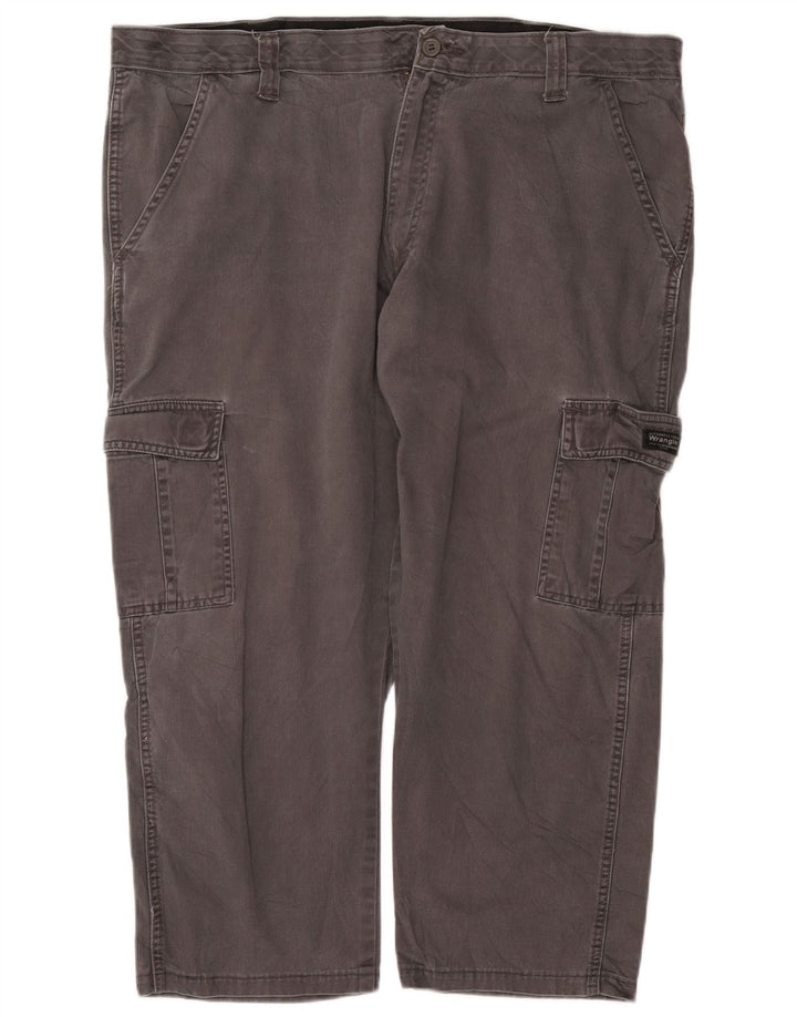 WRANGLER Calça masculina reta cargo cortada W40 L25 algodão cinza