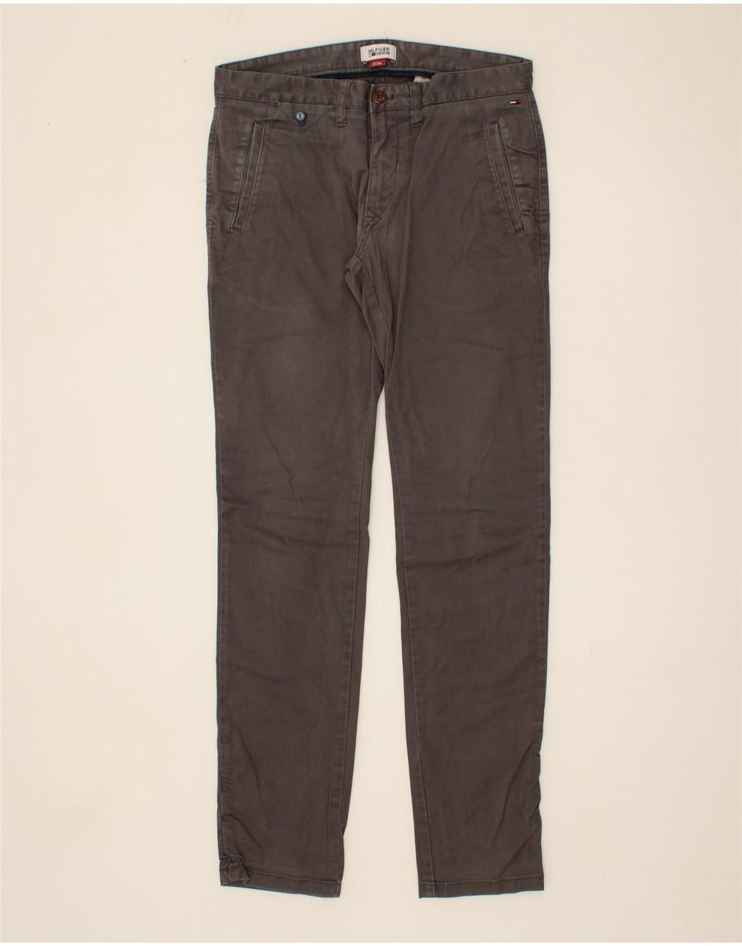 TOMMY HILFIGER Mens Slim Casual Trousers W31 L34  Grey Cotton Vintage Tommy Hilfiger and Second-Hand Tommy Hilfiger from Messina Hembry 