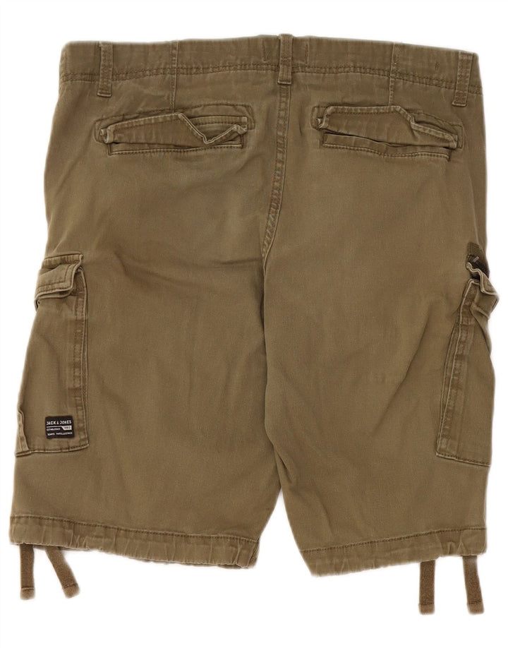 Shorts cargo masculino Jack & Jones grande W34 algodão cáqui