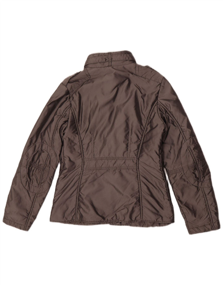 Jaqueta militar feminina Sergio Tacchini UK 8 pequena cinza nylon