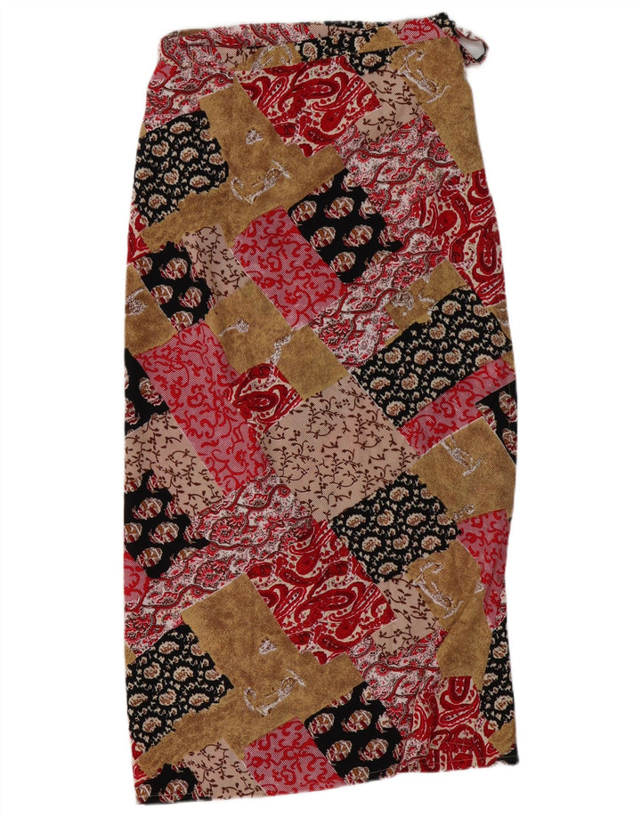 Saia maxi feminina VINTAGE W30 média multicolorida patchwork viscose