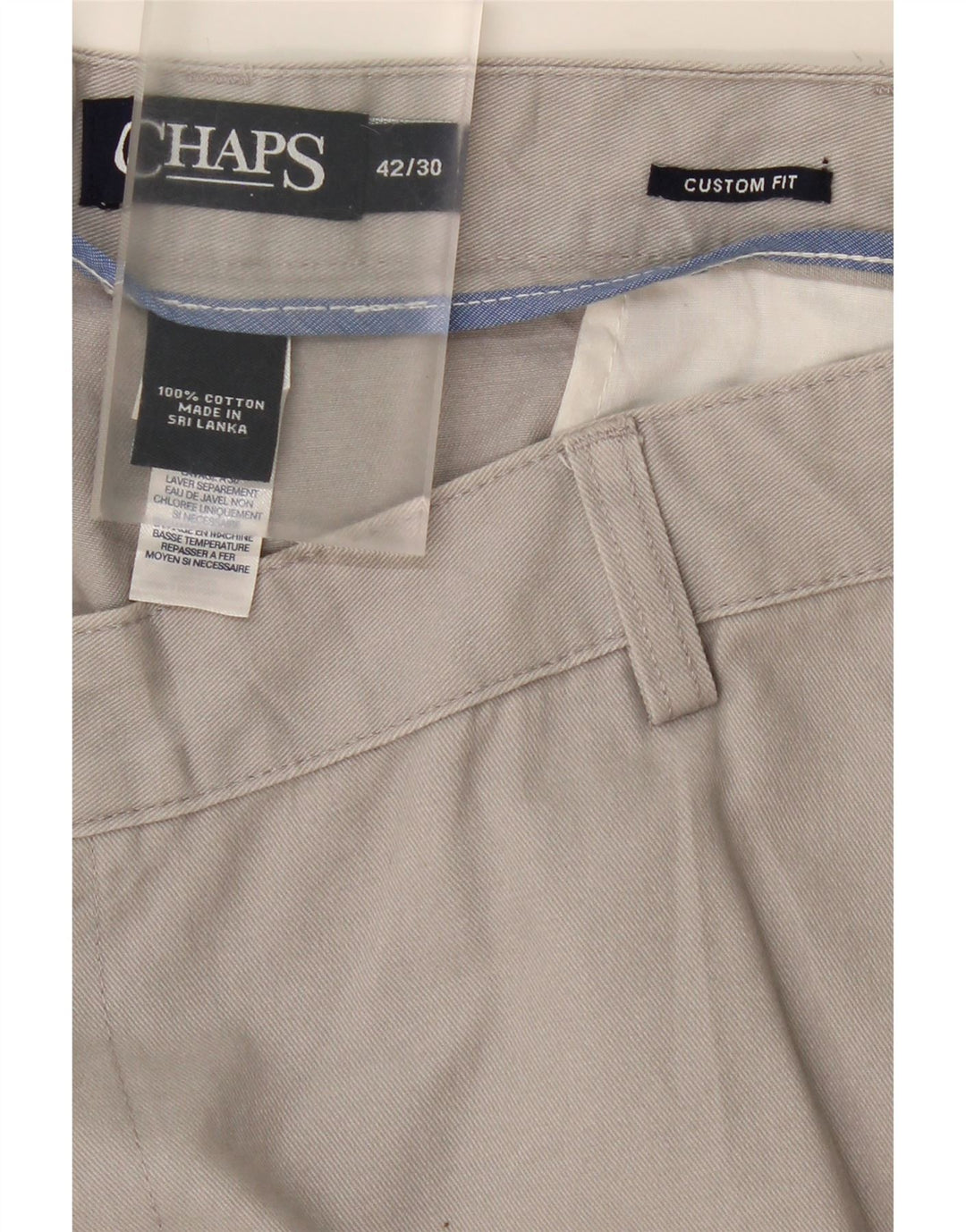 CHAPS Mens Custom Fit Straight Chino Trousers W42 L30 Grey Cotton Vintage Chaps and Second-Hand Chaps from Messina Hembry 