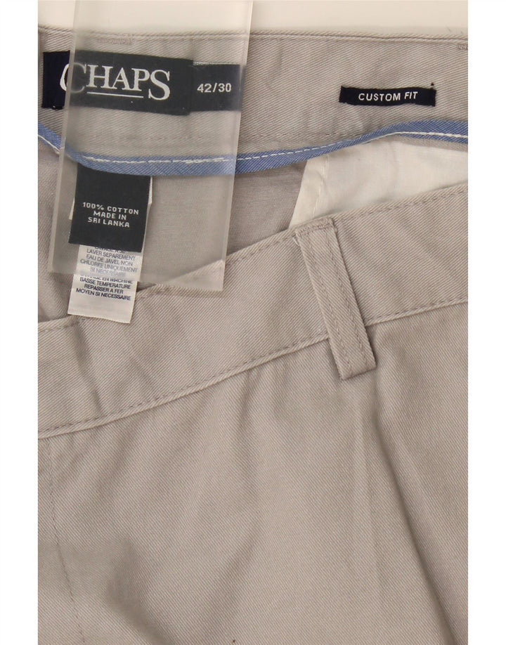 CHAPS Mens Custom Fit Straight Chino Trousers W42 L30 Grey Cotton Vintage Chaps and Second-Hand Chaps from Messina Hembry 