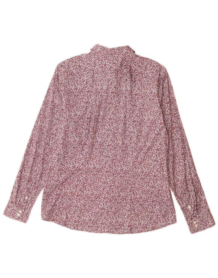 Camisa elástica feminina Eddie Bauer UK 14 grande algodão floral multicolorido